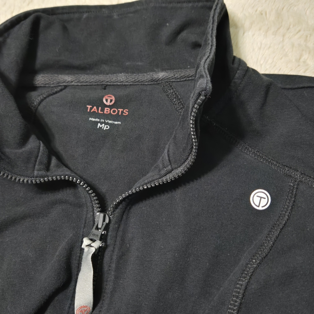 T by Talbots Jacket Lightweight Mockneck Black Stretch Performance Petite M PM - Picture 4 of 8